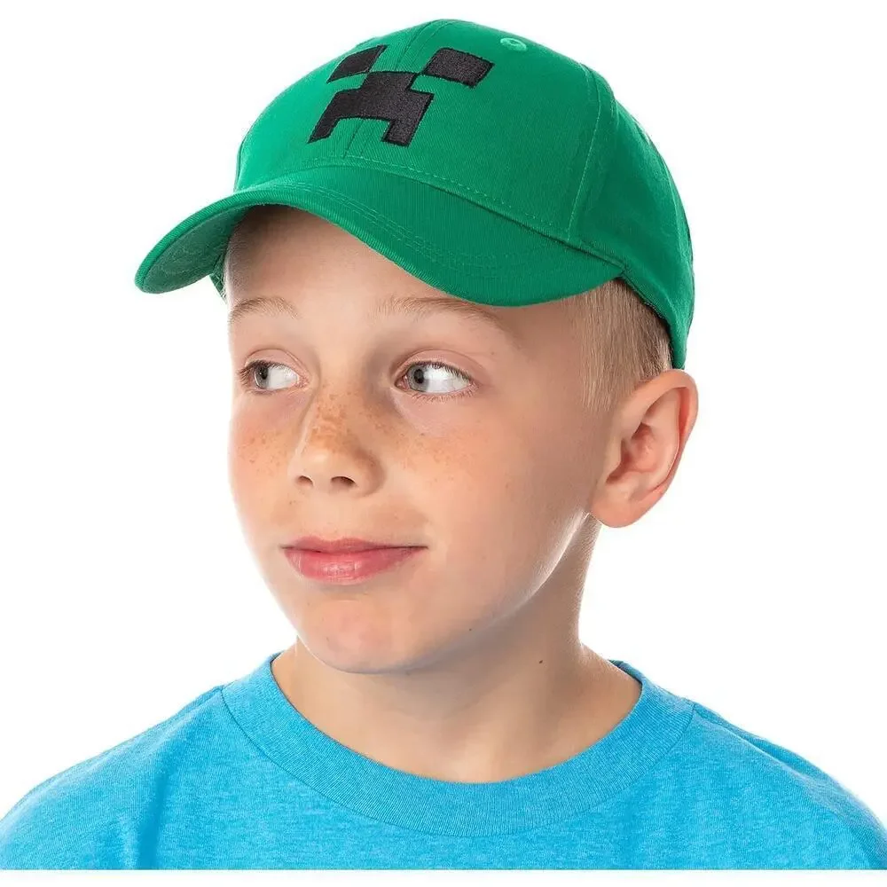 Minecraft Creeper Hat Boys Youth OS Green Snapback Cap Mojang Jinx Video Game
